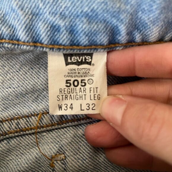 Levi’s Blue Denim Vintage Orange Tab 505 Straight Leg Regular Fit 5 Pocket 34X32 - Picture 9 of 12